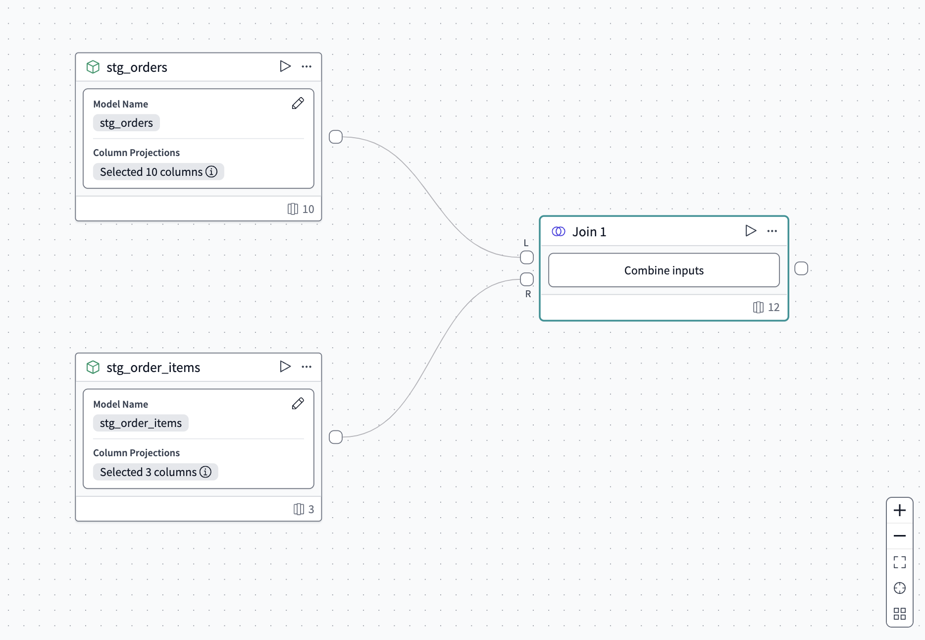 The join is connected to two model operators. The join is connected to two model operators.